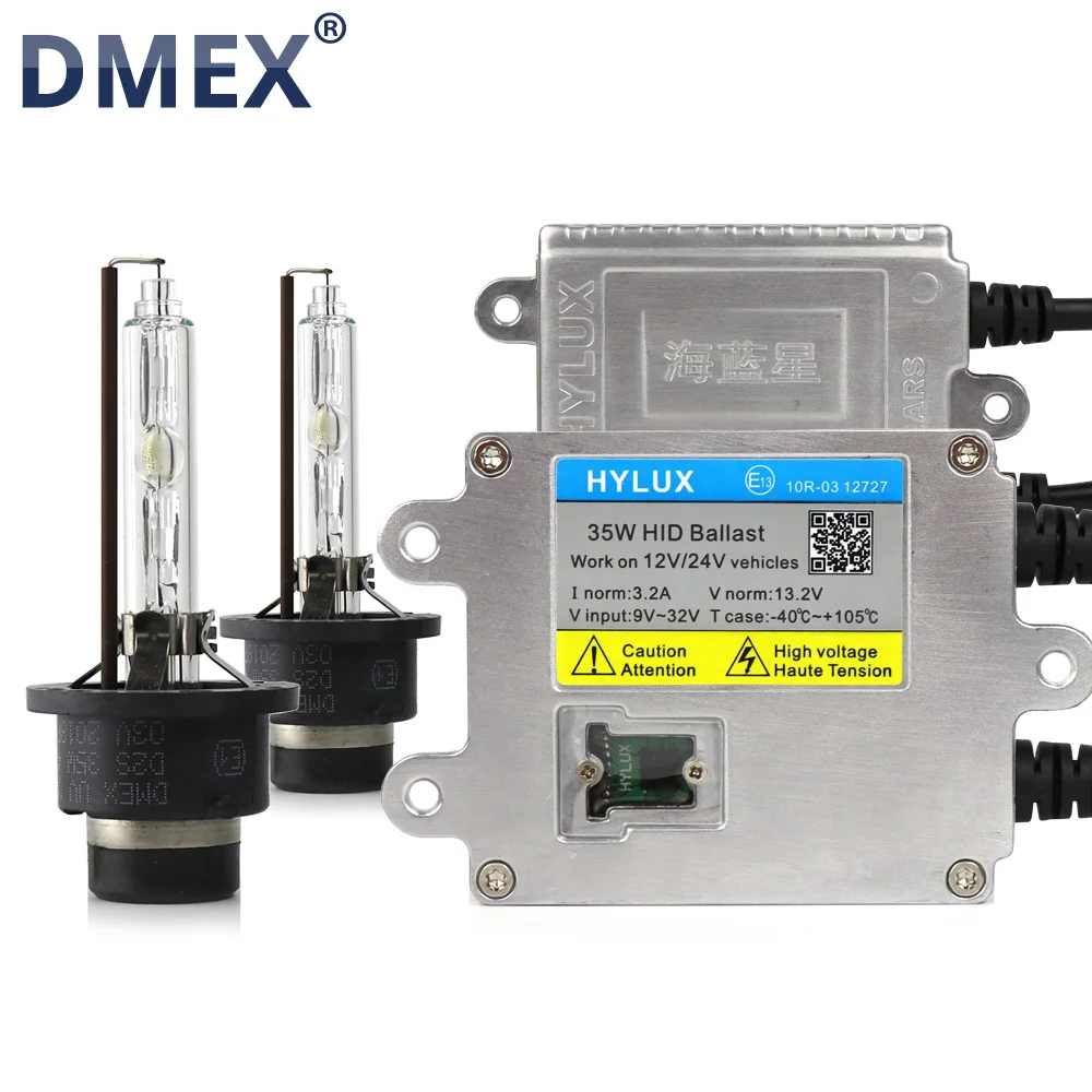 

DMEX 1 Set 12V 24V 35W AC Fast Start D2S Xenon HID Kit 4300K 5000K 6000K 8000K with Hylux Fast Start HID Ballast and D2S Socket