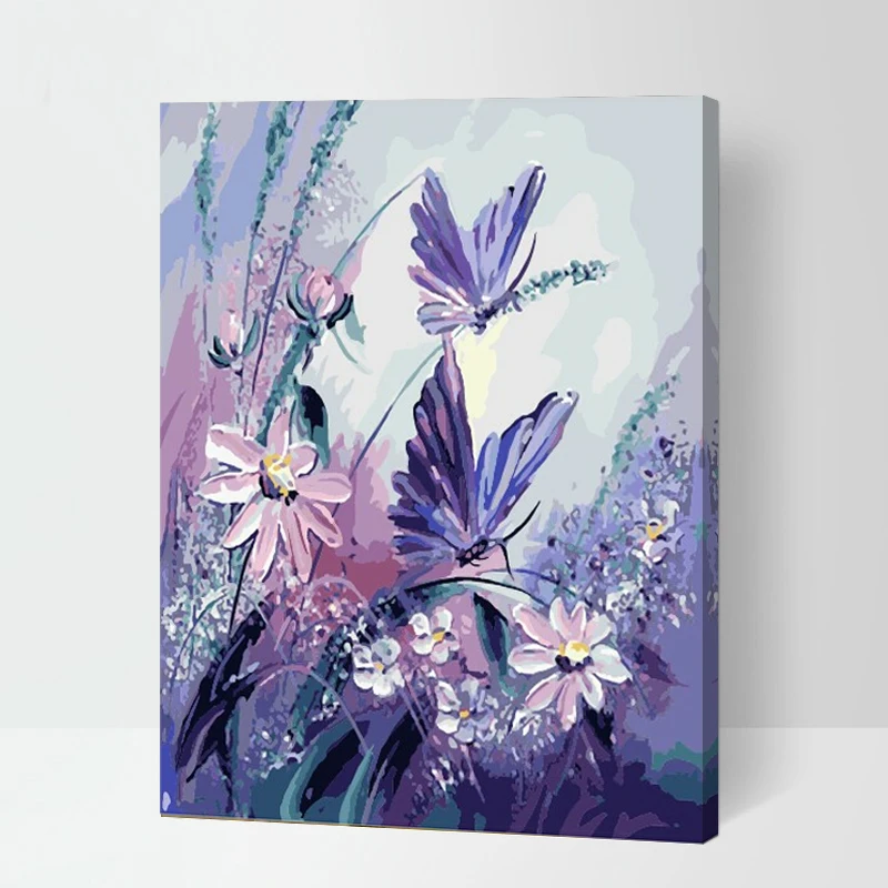 MaHuaf-A294 Hot Selling DIY Oil Painting By Numbers Framed Picture Wall Home Decoration For Living Room Purple Flower | Дом и сад