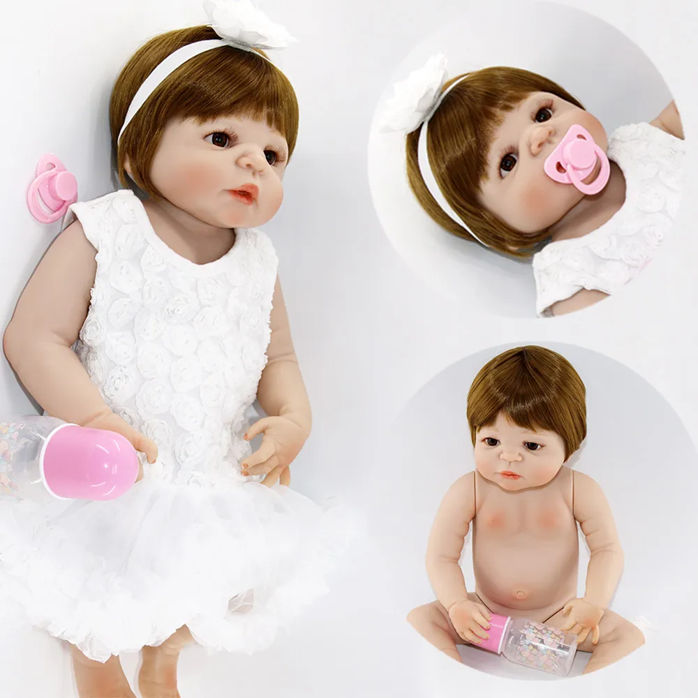 

23"Full Silicone Bebes Reborn Baby Girl Princess Dolls Lifelike Newborn Babies Alive Doll for Child Bath Shower Bedtime Toy Doll