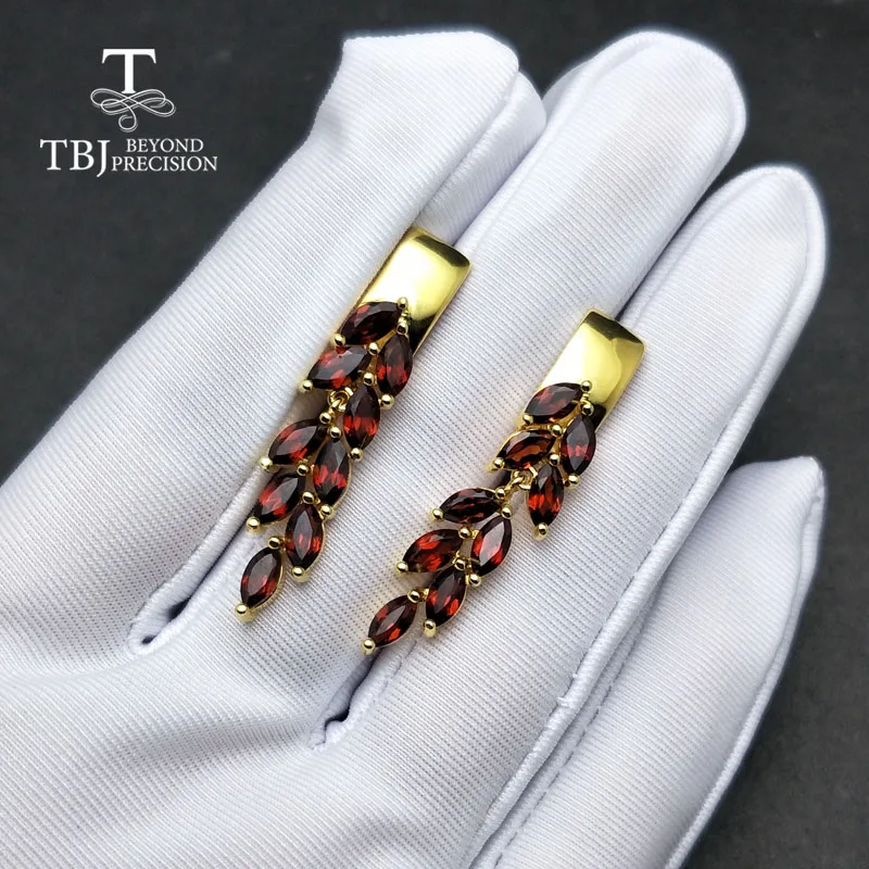 Женские серьги с мозамбикскими гранатами TBJ Подарочные ювелирные украшения
