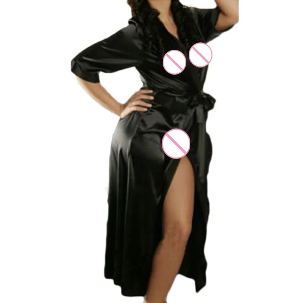 Пикантные Longo шелк vestido Babydoll Pijamas intima, Senhoras de primavera das Mulheres de noite кимоно Vestido банный Халат подходящий для детей обоих полов, roupao