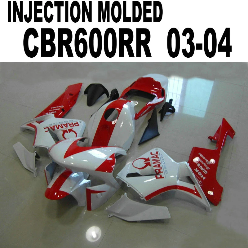 Инъекционный обтекатель на весь корпус для Honda CBR600 2004 2003 03 / 04 (белый + красный)