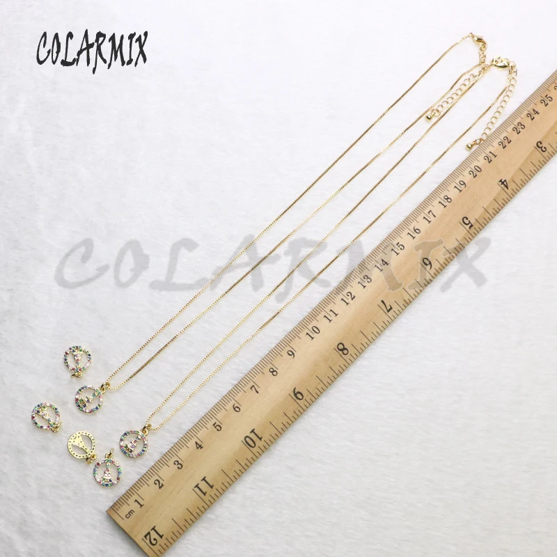 6 шт. Rianbow Циркон круглые подвесные украшения ожерелье милый маленький круглый