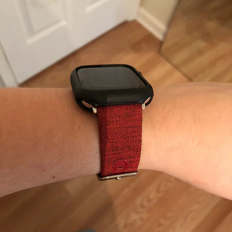 Laforuta 40 мм 44 ремешок для Apple Watch 42 38 iWatch кожаный тканевый браслет часы спортивные