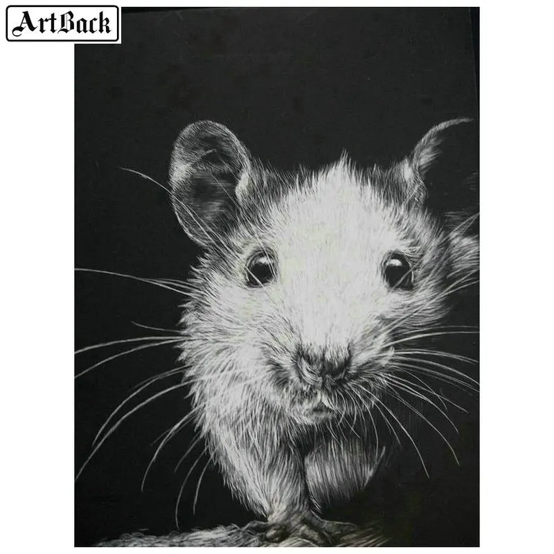 ArtBack 5d Алмазный рисунок с мышью гитара полная дрель квадратная Алмазная вышивка животное 3d Алмазная мозаика домашний декор - Цвет: ARI-985