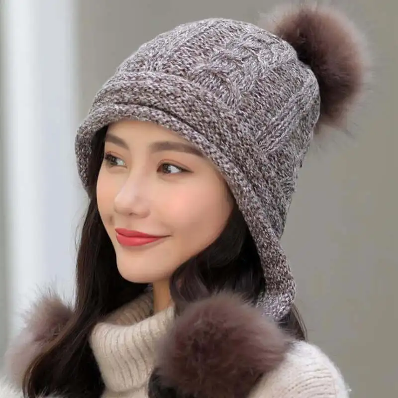 Женские зимние шапки толстые мягкие теплые вязаные skullies beanies модные invierno gorros mujer