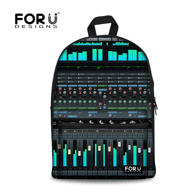 FORUDESIGNS/для женщин рюкзак Панк DJ музыка печати рюкзаки для подростков обувь девочек и мальчиков проигрыватель дизайн Mochila Feminina - Цвет: Светло-зеленый