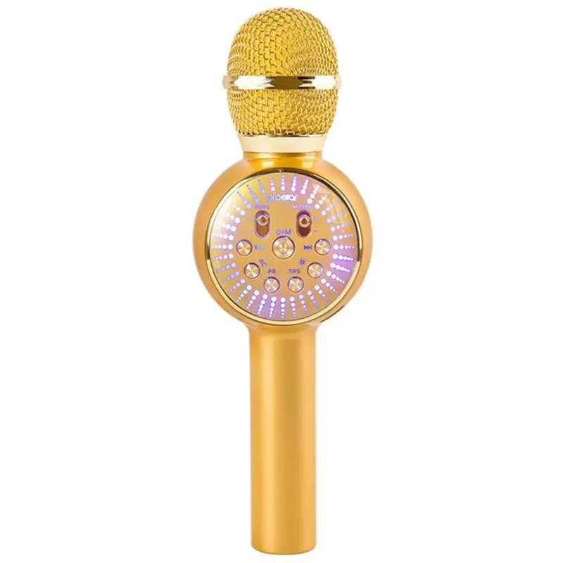 Top Deals N16 Wireless Microphone Mobile Phone Karaoke KTV Home Sing Instrument Bluetooth With Colorful LED Lights | Электроника