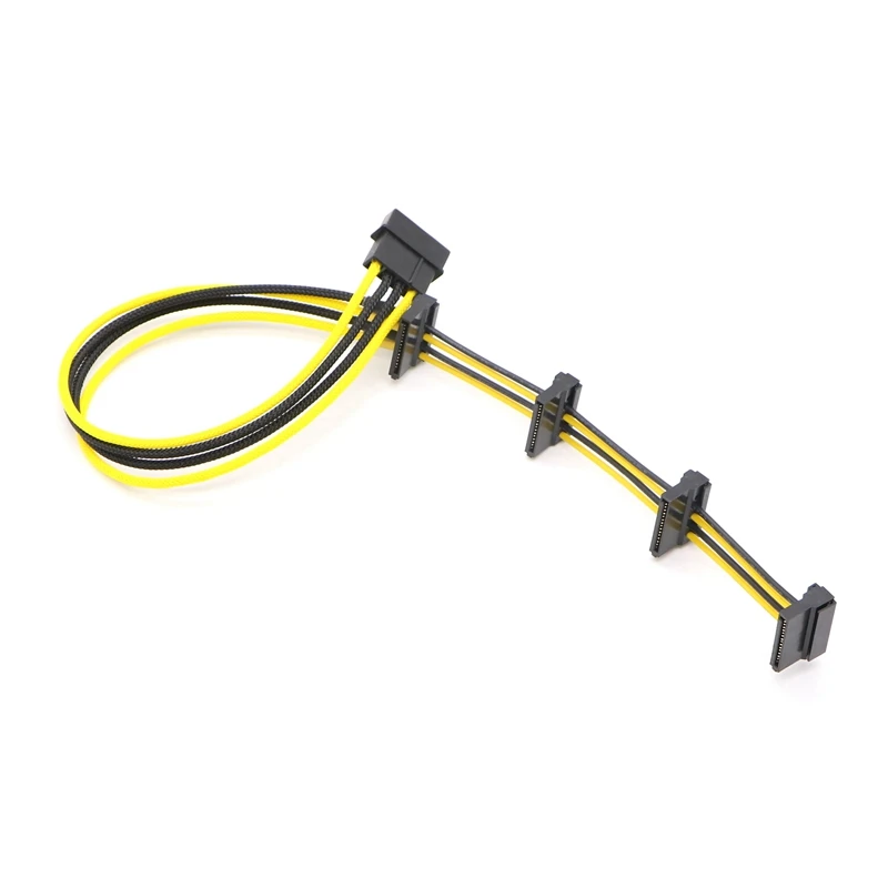 Многоцветная с одним рукавом IDE Molex 4Pin на 4x SATA 15Pin адаптер питания