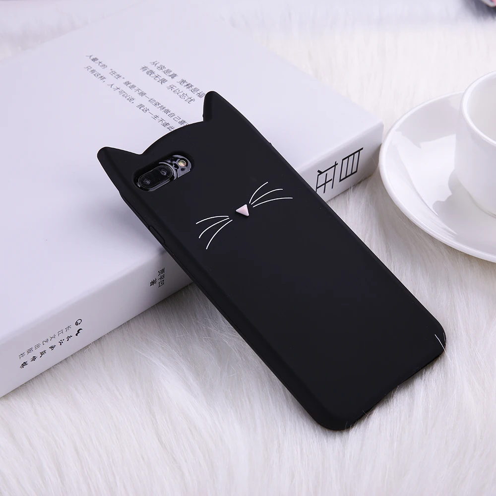 Милые черно-розовые Чехлы для iPhone X XS MAX XR с мультяшным рисунком бороды кота модный