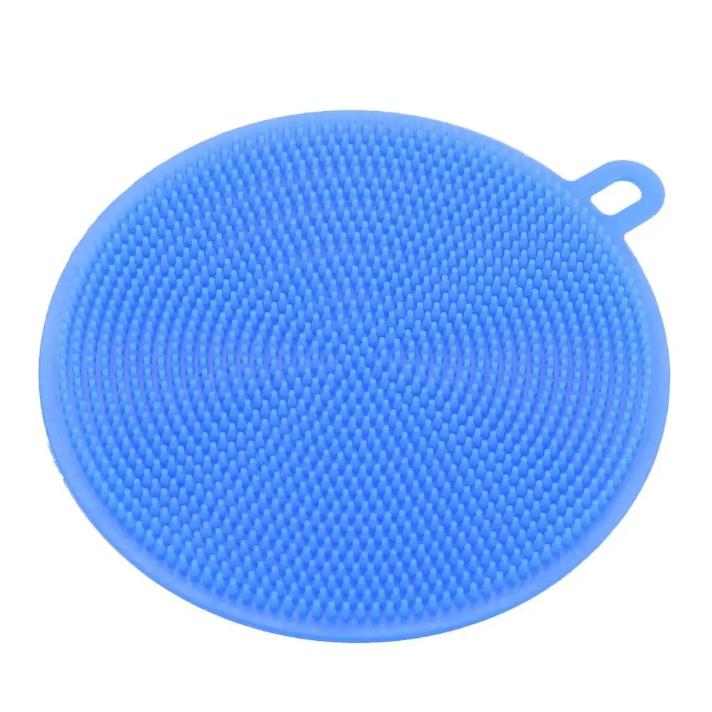 Round Dark Blue Многофункциональная силиконовая щетка для чистки посуды, силиконовая губка для чистки посуды, кухонный горшок, очиститель, инструмент для мытья - Цвет: Round Dark Blue