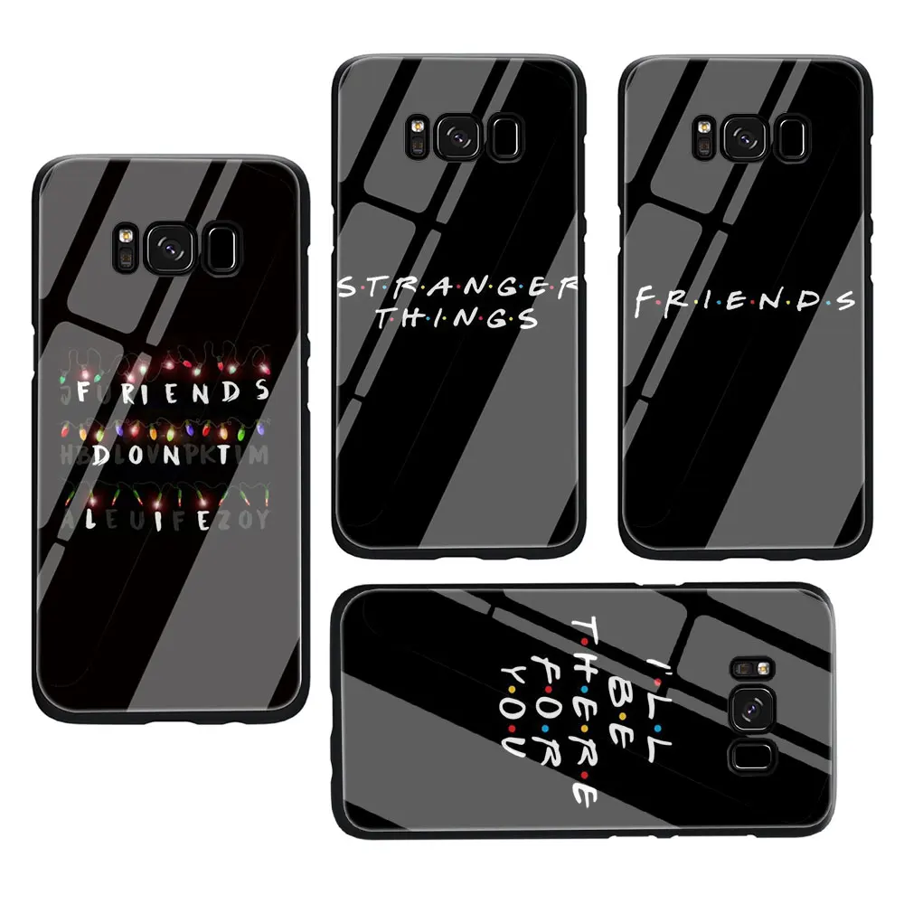 Друзья сезона ТВ закаленное Стекло TPU черный чехол для Galaxy S7 край S8 S9 плюс S10 Note 8 9 A10 20 30 40 50 60 70