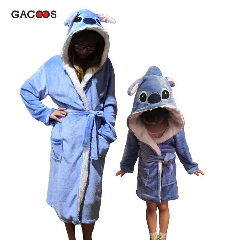 stitch Дети Единорог банный халат для взрослых с изображениями животных для мальчиков и халаты для девочек женский халат Пижама для младенцев ночной рубашке зимний пижма в виде панды, плавательный костюм - Цвет: stitch