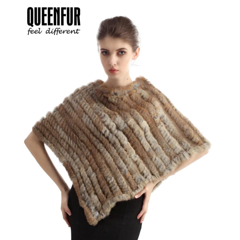 Hot Sale 2017 New Real Knitted Rabbit Fur Shawl Women Genuine Poncho Warm Cappa | Аксессуары для одежды