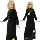 Классический черный наряд, простое черное платье с длинными рукавами, экзотический халат с лимоном, Одежда для куклы Барби, аксессуары, игрушки