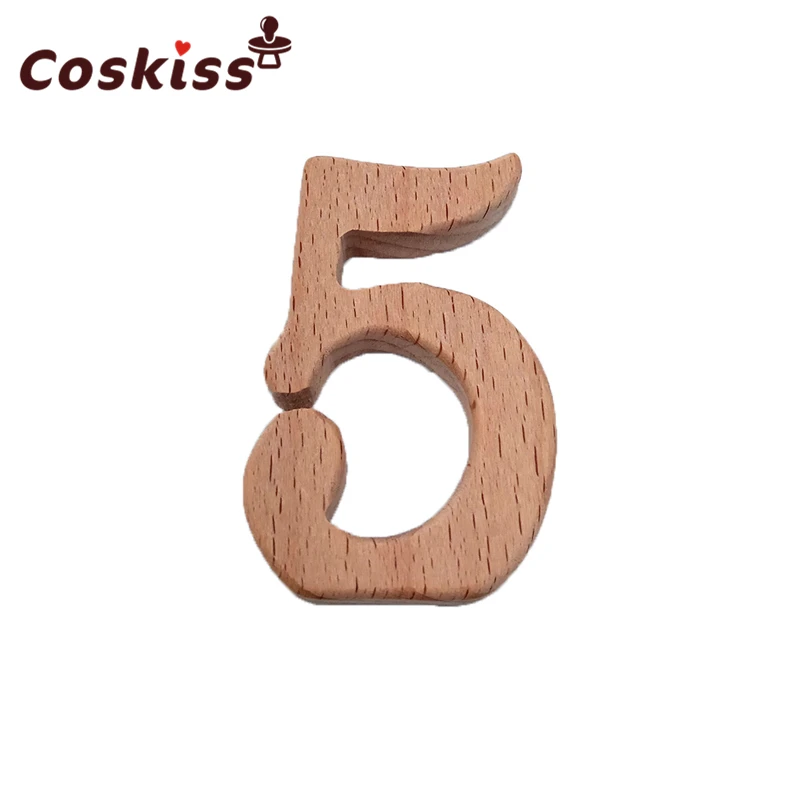 Mordedor digital de madera de haya para beb&eacute;, accesorios de enfermer&iacute;a, cuentas para morder, educaci&oacute;n preescolar, juguete con forma de letra, 10 piezas-1