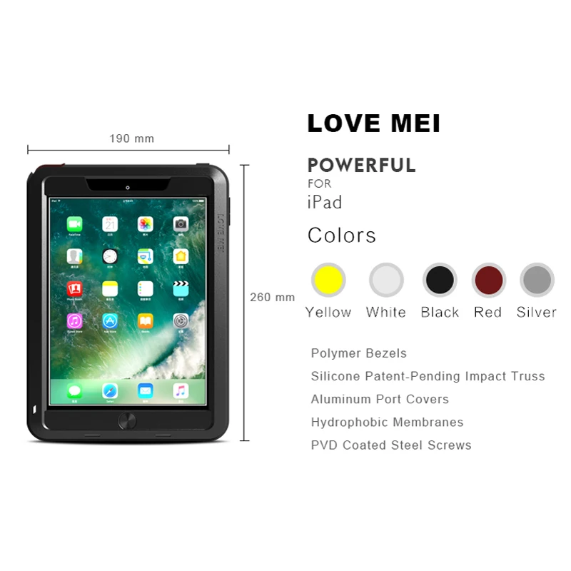 Металлический защитный чехол Love Mei для IPad 9 7 дюймов 2017 Алюминиевый металлический +