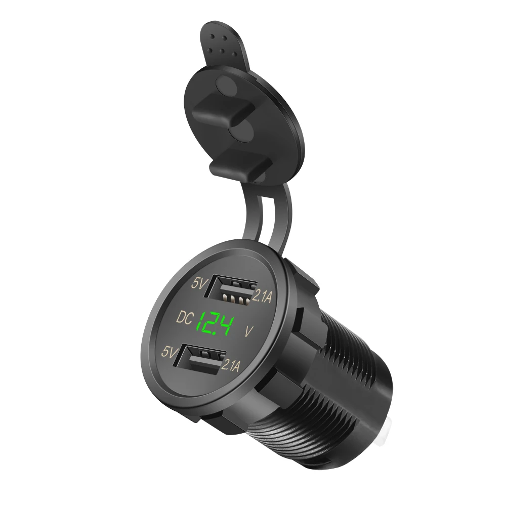 Автомобильное зарядное устройство для телефона водонепроницаемый двойной USB интерфейс порты гнездовой разъем автомобильное зарядное устройство с Светодиодный индикатор зарядное устройство для мобильного телефона s