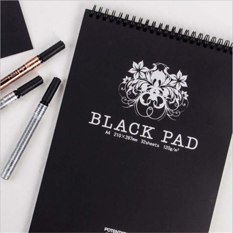 Retro Watercolor Paper for Drawing Painting Graffiti Coiling Black Paper Sketch Book Memo Pad Notebook Office School Art Gift