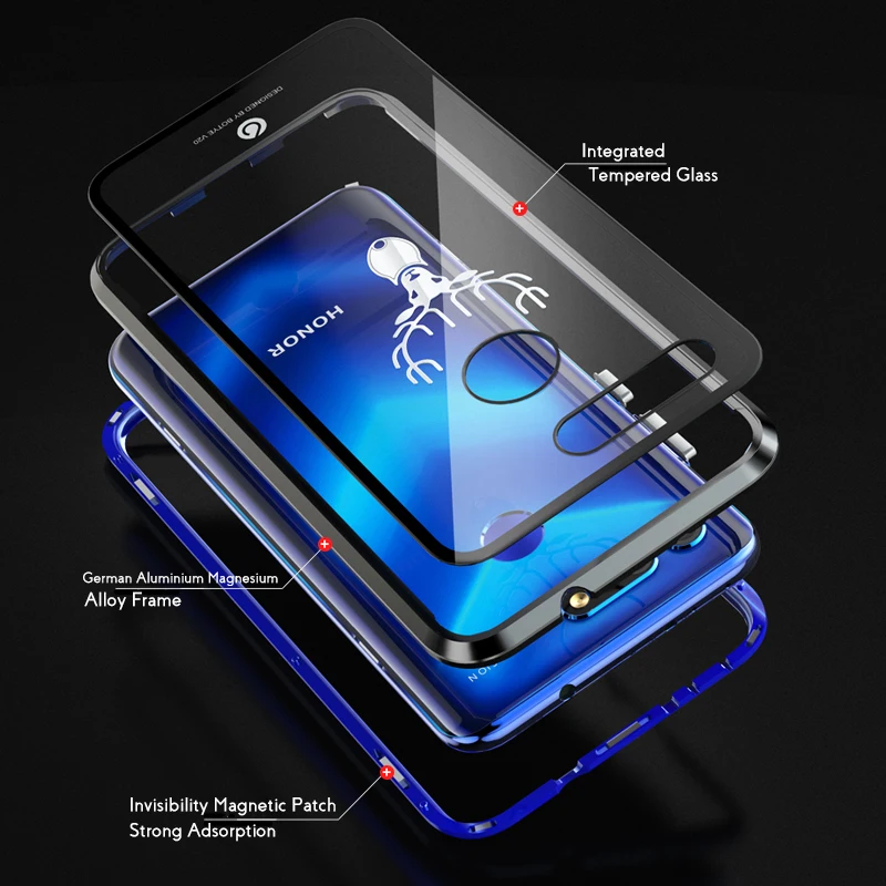 Магнитный адсорбционный чехол для Huawei Honor View 20 корпус из сплава металлическая