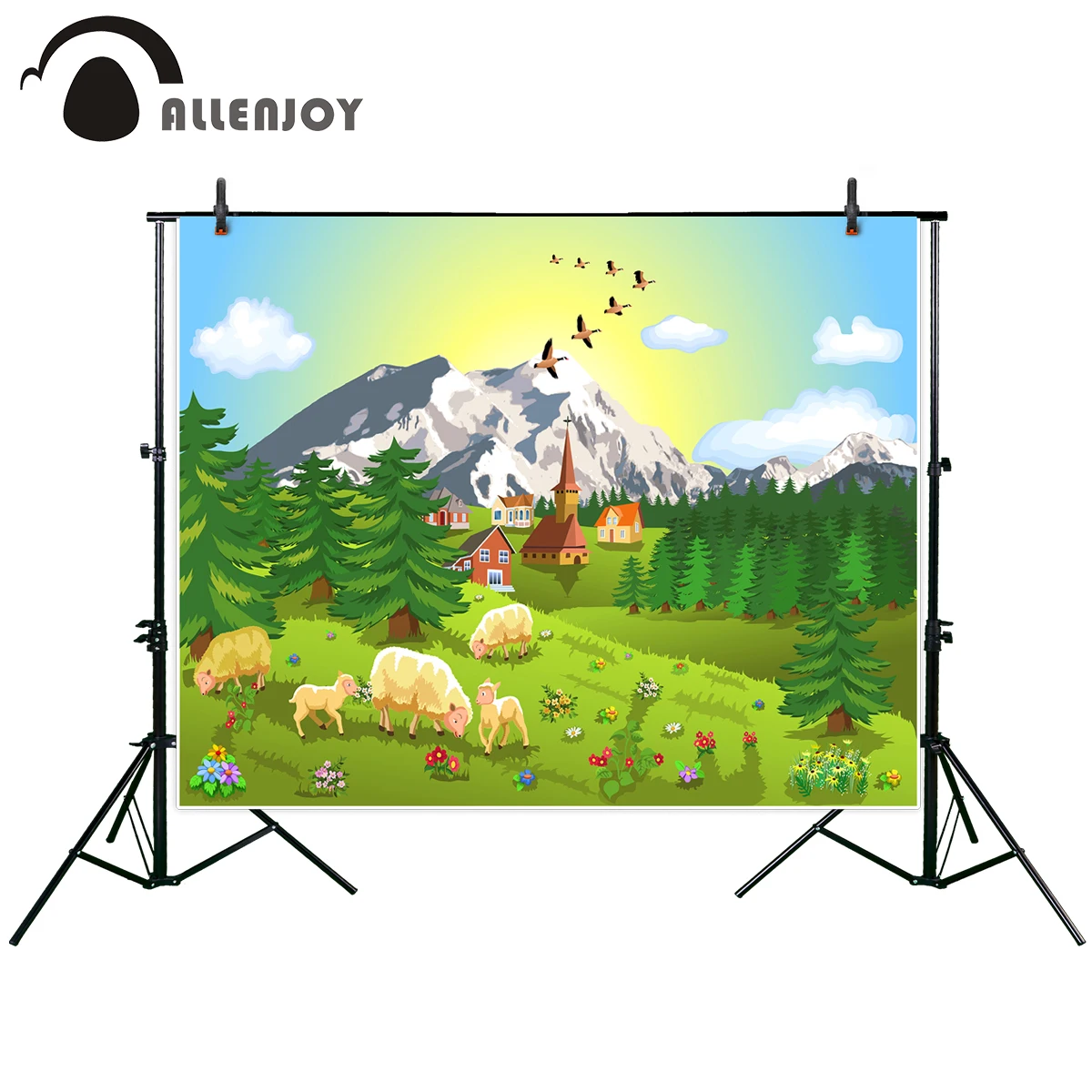 Allenjoy photography backdrop rustic mountain landscape coloful countryside animals farm new background photocall photo printed |