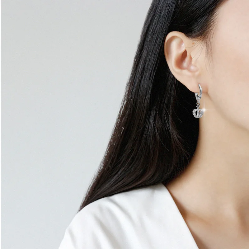 WENUSHOUSHI high quality crystal crown pendant small hoop earrings for women cute romantic Korean earing girls gifts copper | Украшения и
