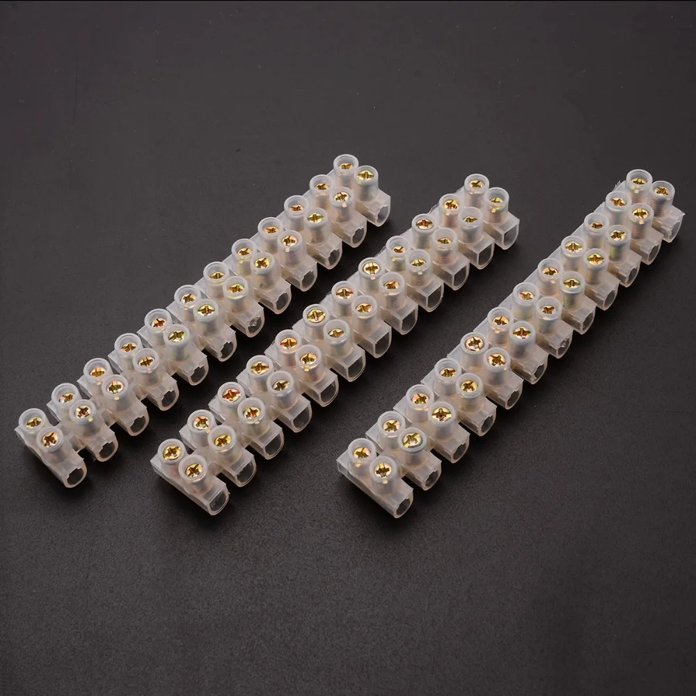 

3pcs White 12 Way Terminal Barrier Strip 3A Barrier Screw Terminal Block Electrical Wire Connection Connector Strips Mayitr
