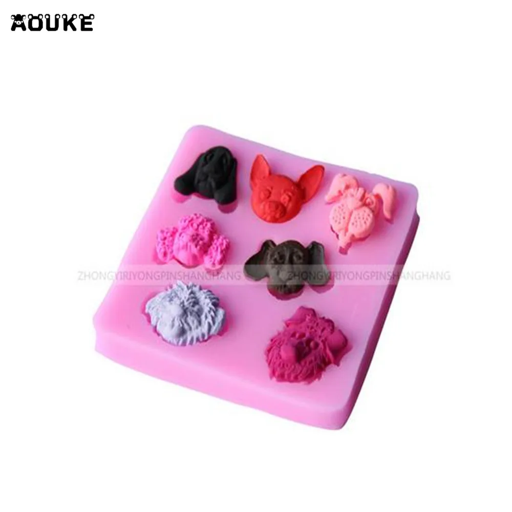 Мультяшная симпатичная голова собаки помадка для торта силиконовая форма