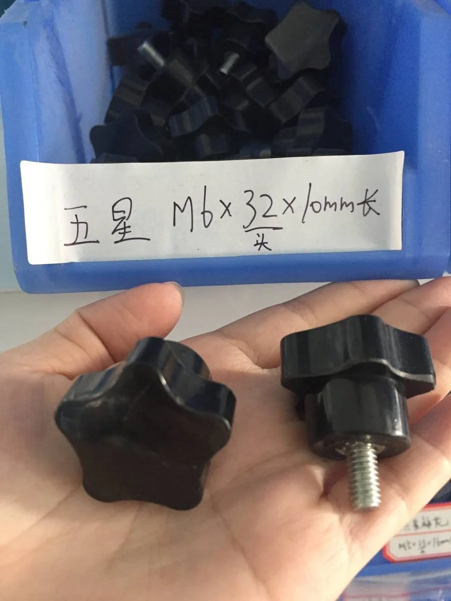 20 шт. черная пластиковая накатанная рукоятка с наружной резьбой m6x32x10 мм |