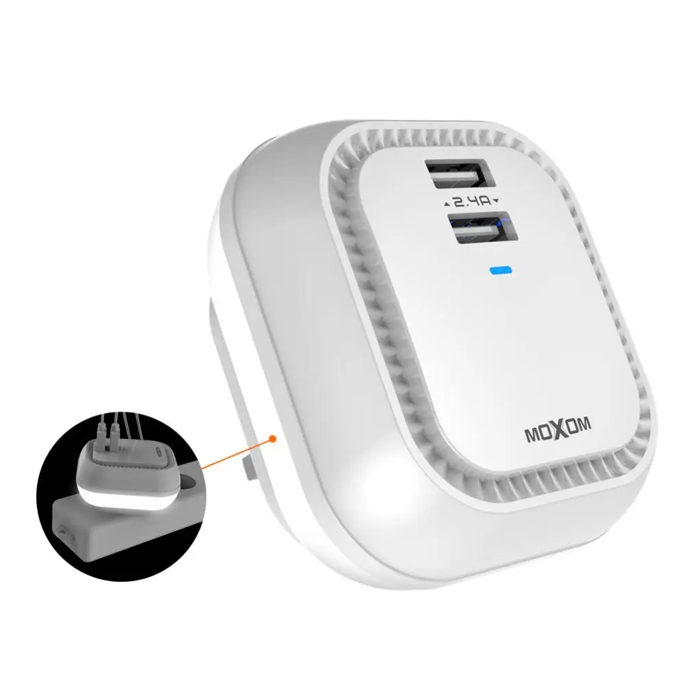 Зарядное устройство для быстрой зарядки MOXOM USB зарядное iPhone Samsung настенное со