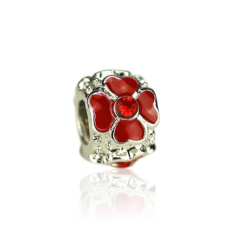 Посеребренные металлические Европейские Бусины с эмалью и стразы подвески