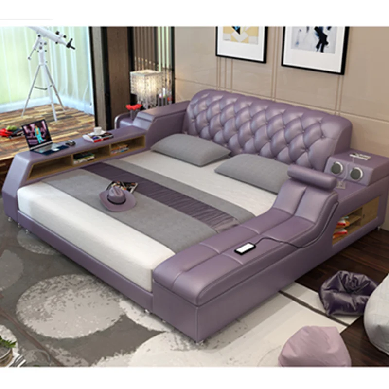 Кожаная массажная кровать большого размера с функцией хранения | Мебель