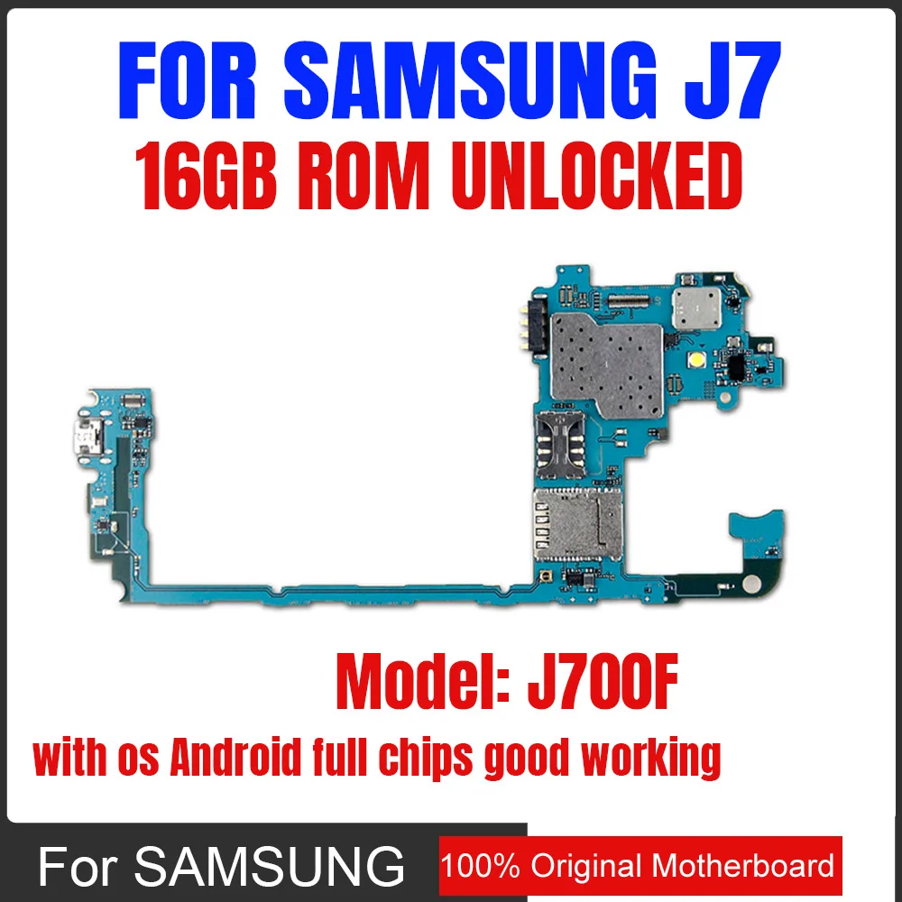 16 Гб материнская плата для SAMSUNG Galaxy J7 J700F разблокированная оригинальная с чипами основная логическая плата Система ОС Android для замены