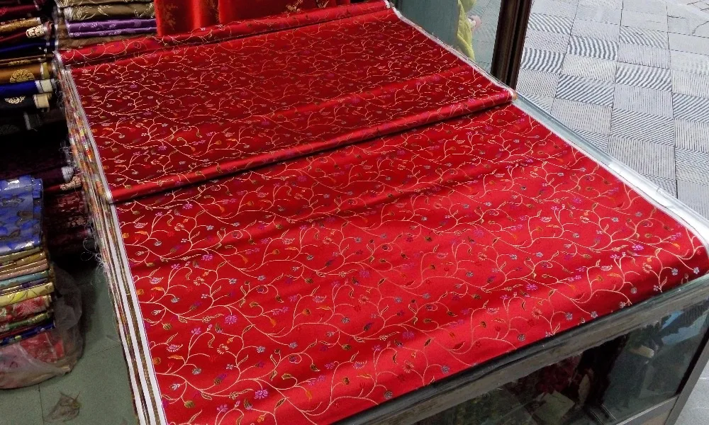 Китайская шелковая парча тканая Дамасская ткань чонсам подушка красная задняя
