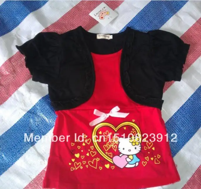 Новинка 2016 года осенне летний комплект одежды для девочек детские футболки + юбка