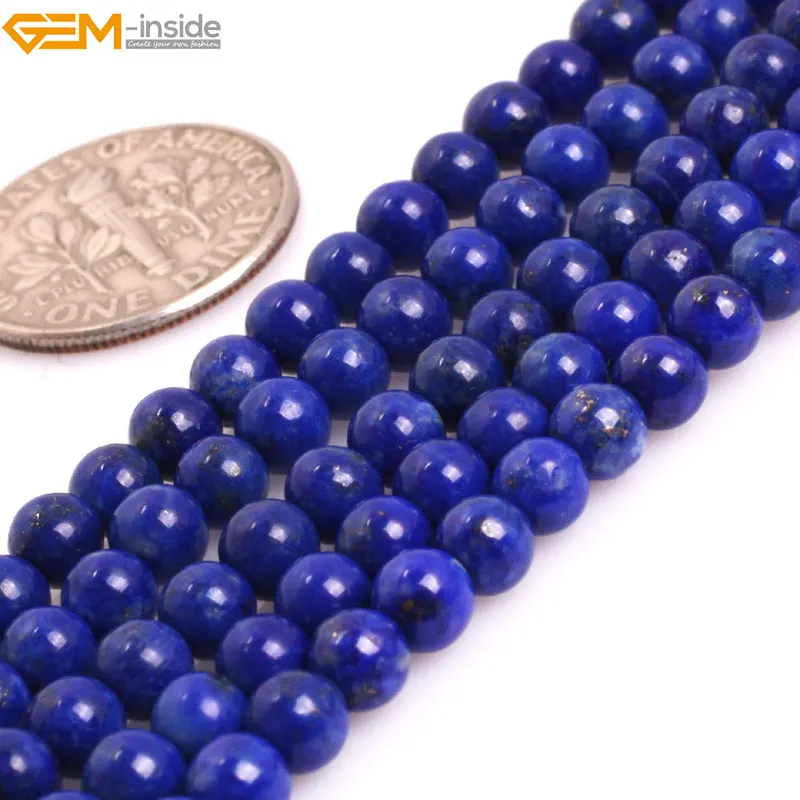Бисер из натурального гладкого синего Lapis Lazuli бисер для изготовления ювелирных