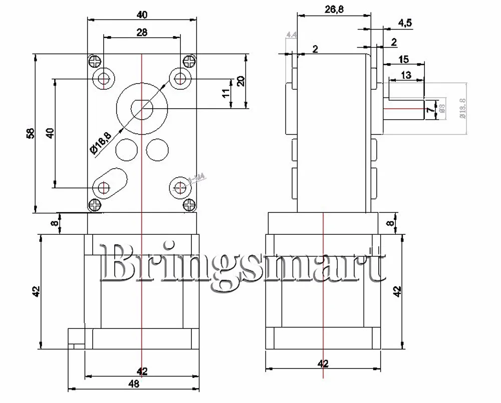 Bringsmart A58SW-42BY 12 вольт постоянного тока шаговый редуктор ed двигатели 24 В червячный шаговый редуктор мотор с высоким крутящим моментом мини редуктор самоблокирующийся