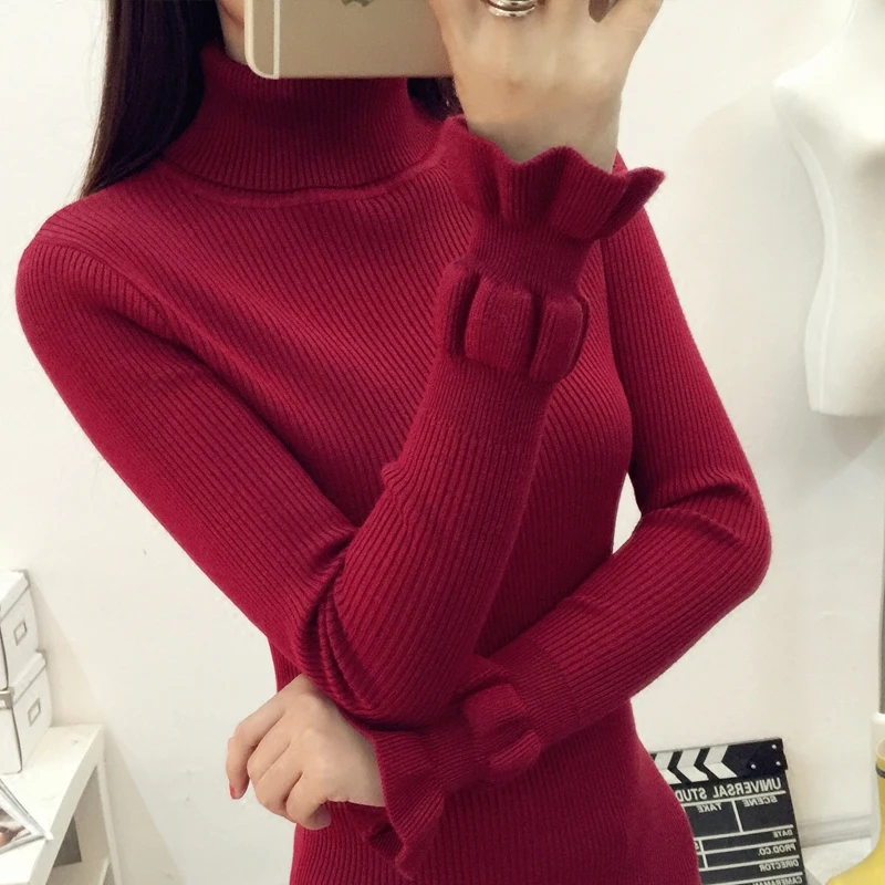 QIAOYI JIA Knitted Slim Warm Turtleneck Sweater Women 2017 Autumn Winter Sweaters And Pullovers Female Jumper Pull Femme | Женская