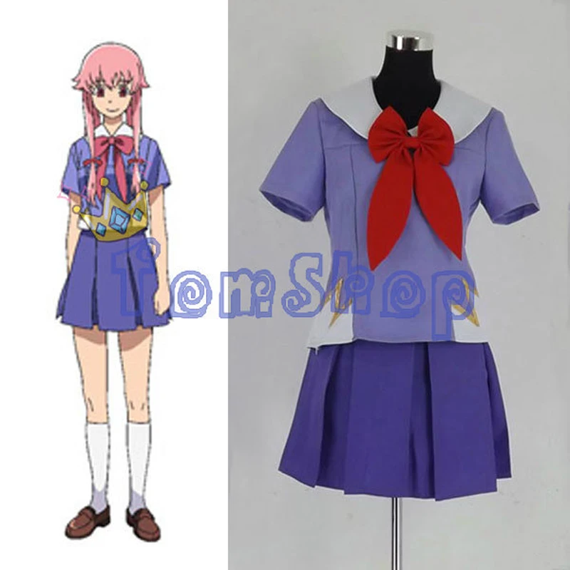 

Anime The Future Diary Gasai Yuno Mirai nikki 2nd Cosplay School Uniform Fancy Dress Halloween Costume Custom-Made Any Size