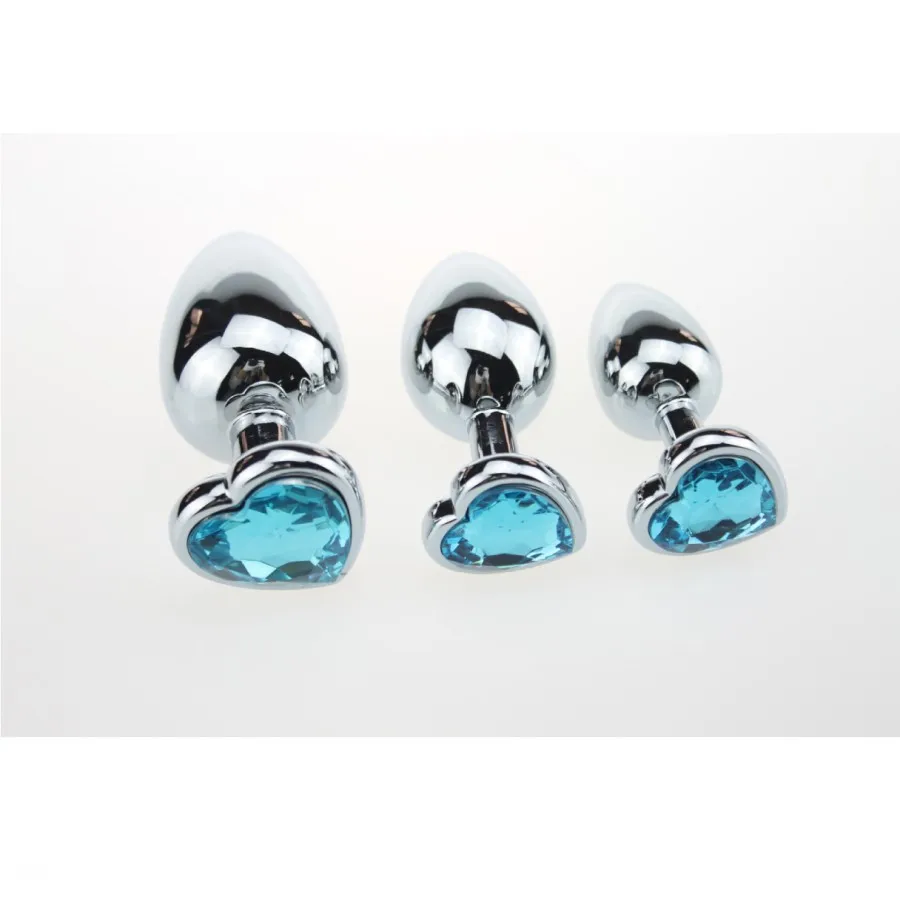 3pcs/lot Heart Base Button Sliver Stainless Steel Butt Plug Metal Anal Set Sex Products Erotic Big Toys | Красота и здоровье