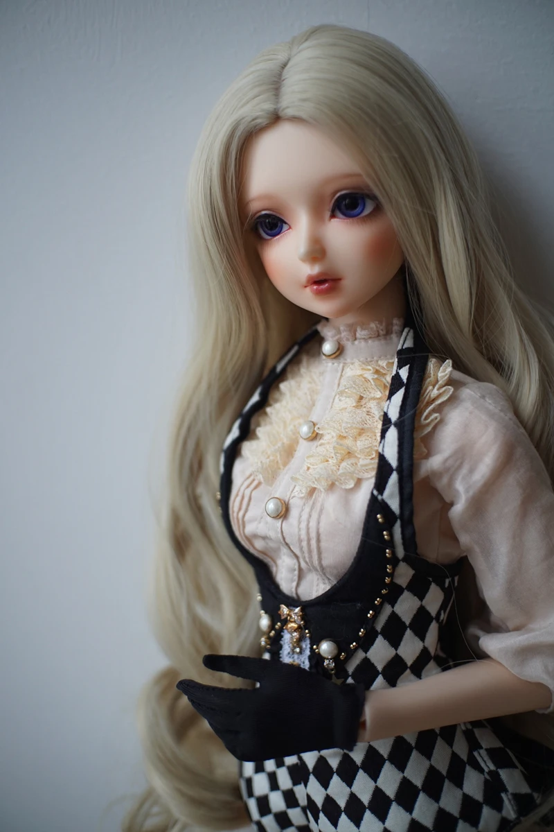 1/3 BJD SD парик для куклы высокая температура длинные вьющиеся волосы светлые 22-24 см