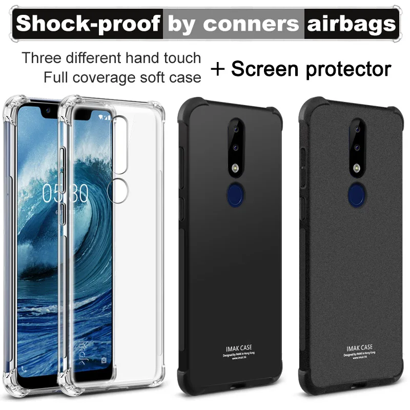 IMAK Для Nokia 5 1 Plus чехол силиконовый мягкий TPU угловой для телефона 86 &quotдля X5 +