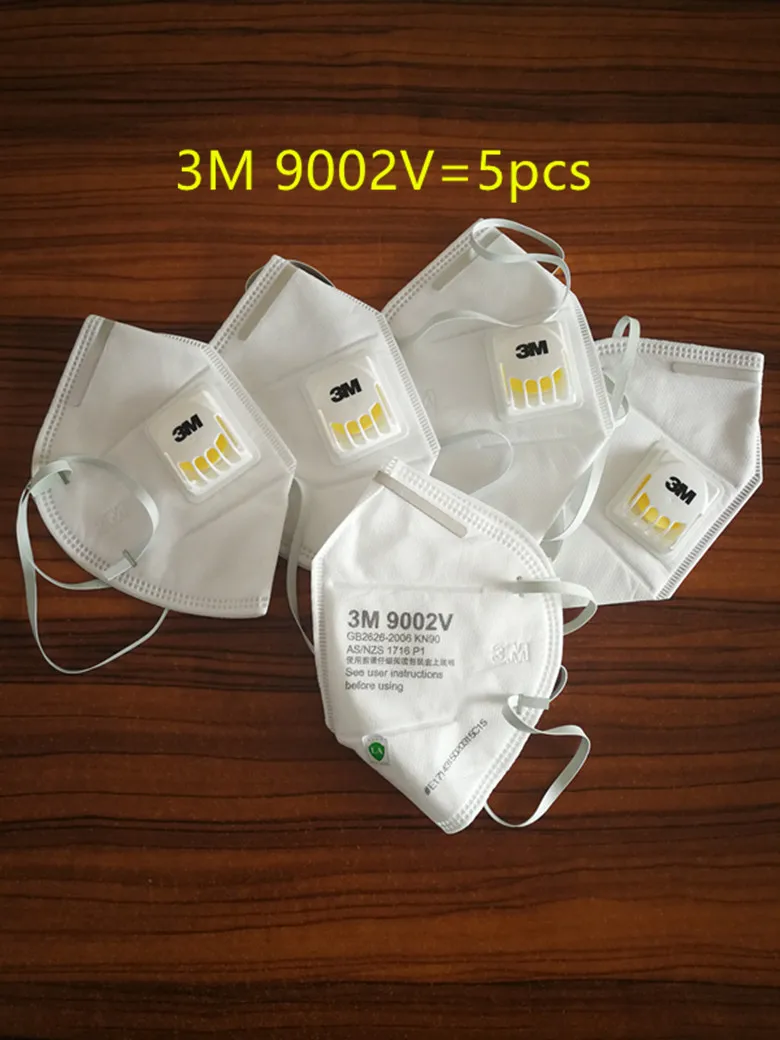 3 м 9001V 9002V анти пыли PM 2,5 маска против гриппа дыхательный клапан нетканый материал маска для взрослых KN90 респиратор - Цвет: Зеленый