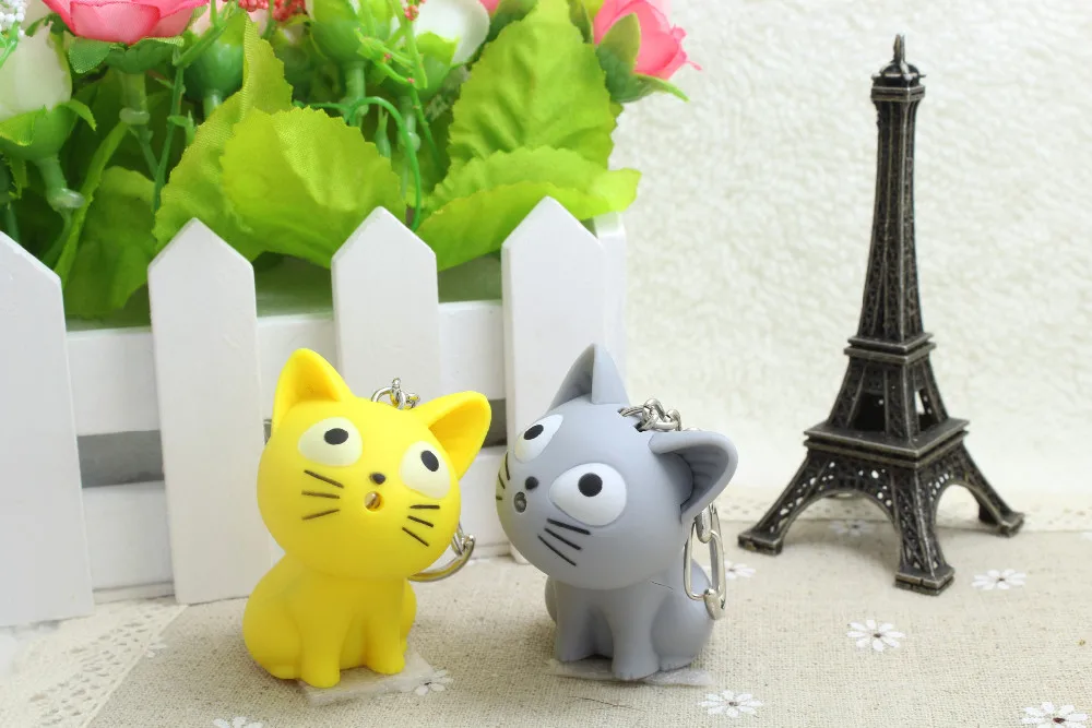 Милый брелок для ключей с котом из сыра со звуком Мяу, kawaii светодиодный брелок, детский подарок, подарки на день Святого Валентина, сумка pandent