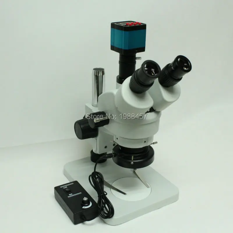 

Continuous Zoom Binocular Visual 7X-45X Trinocular Stereo Microscope+14MP HDMI USB Industrial Camera+ Adjustable LED lights