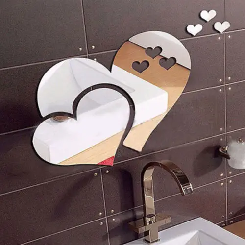 Творческий 3D зеркало в виде сердца стеной Стикеры s наклейка DIY искусство росписи