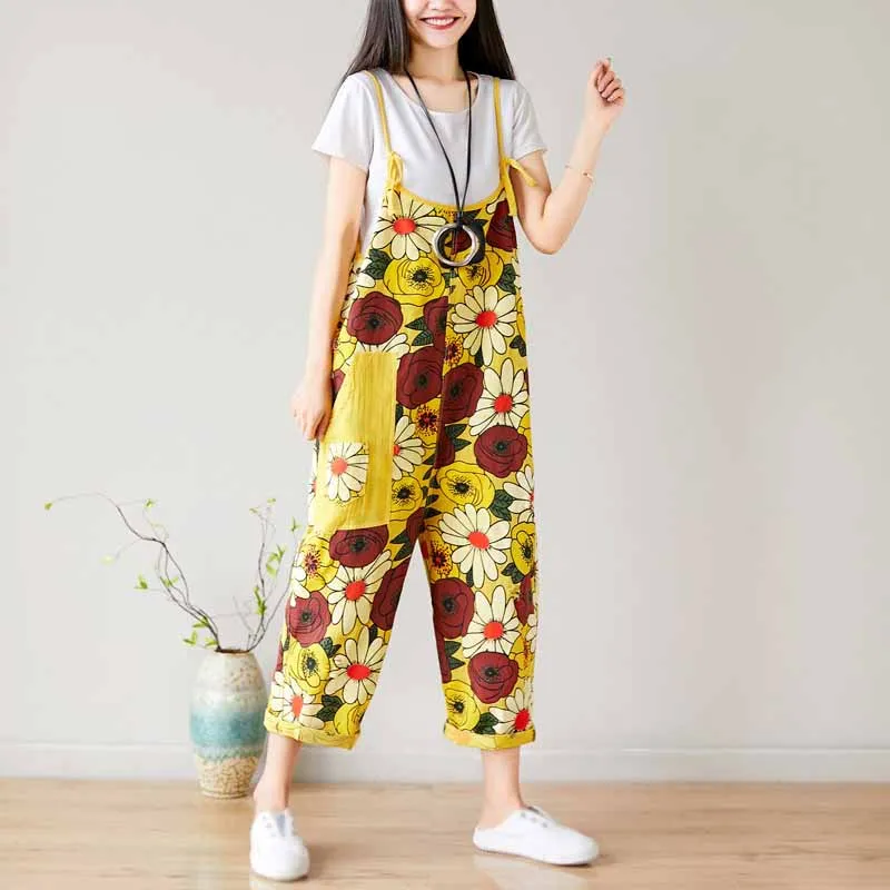 Женский джинсовый комбинезон шаровары большого размера летняя Свободная