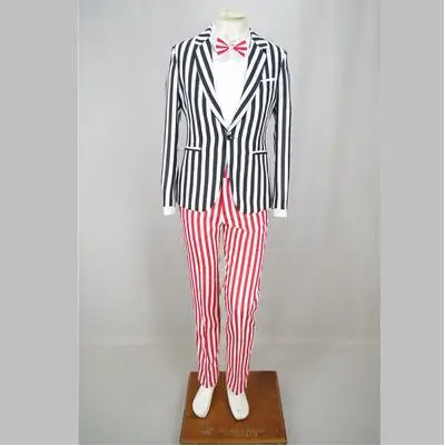 7 Color Новые мужские свадебные костюмы женский костюм Slim Fit мужской костюм брендовый Блейзер черно-белая клетчатая куртка в полоску платье мужской сценический костюм - Цвет: 7 Color