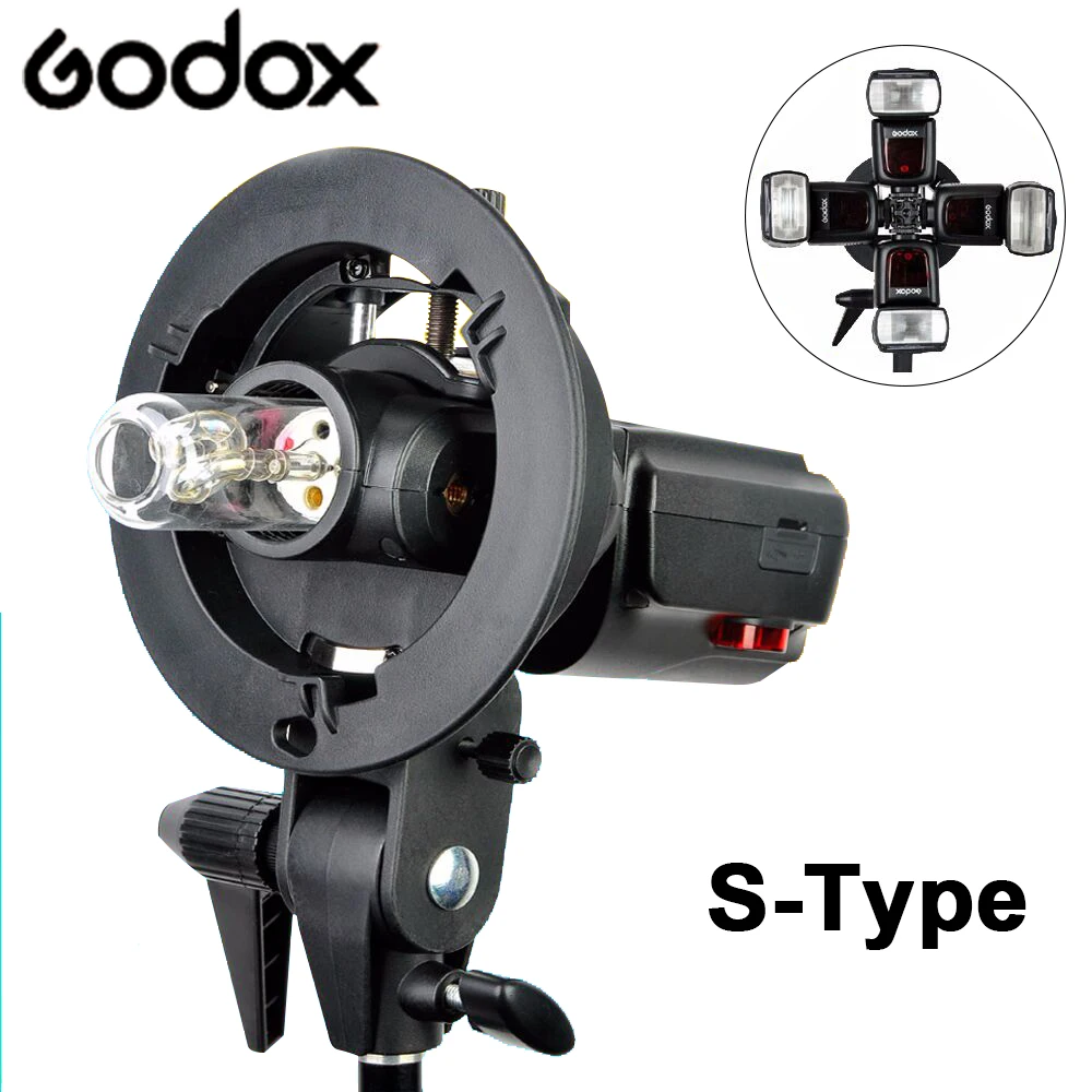 Godox s-образный кронштейн Bowens S держатель для фотостудии DSLR камера Вспышка Speedlite светильник софтбокс Отражатель Зонтик