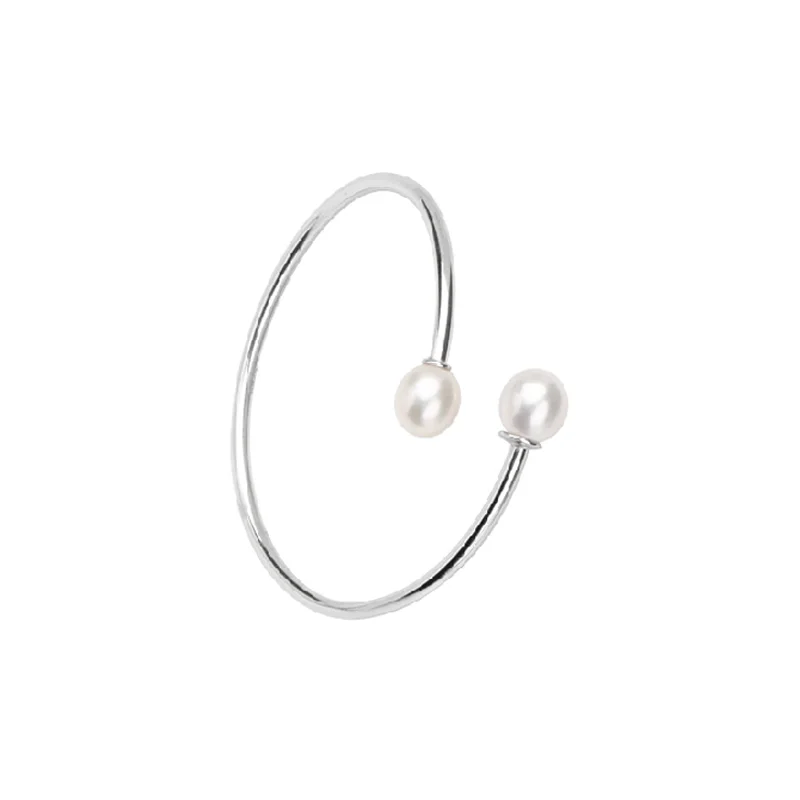 silver bracelet Классический жемчужный браслет серебро 925, регулируемый настоящий натуральный пресноводный жемчужный браслет подарок для жены - Цвет камня: silver bracelet